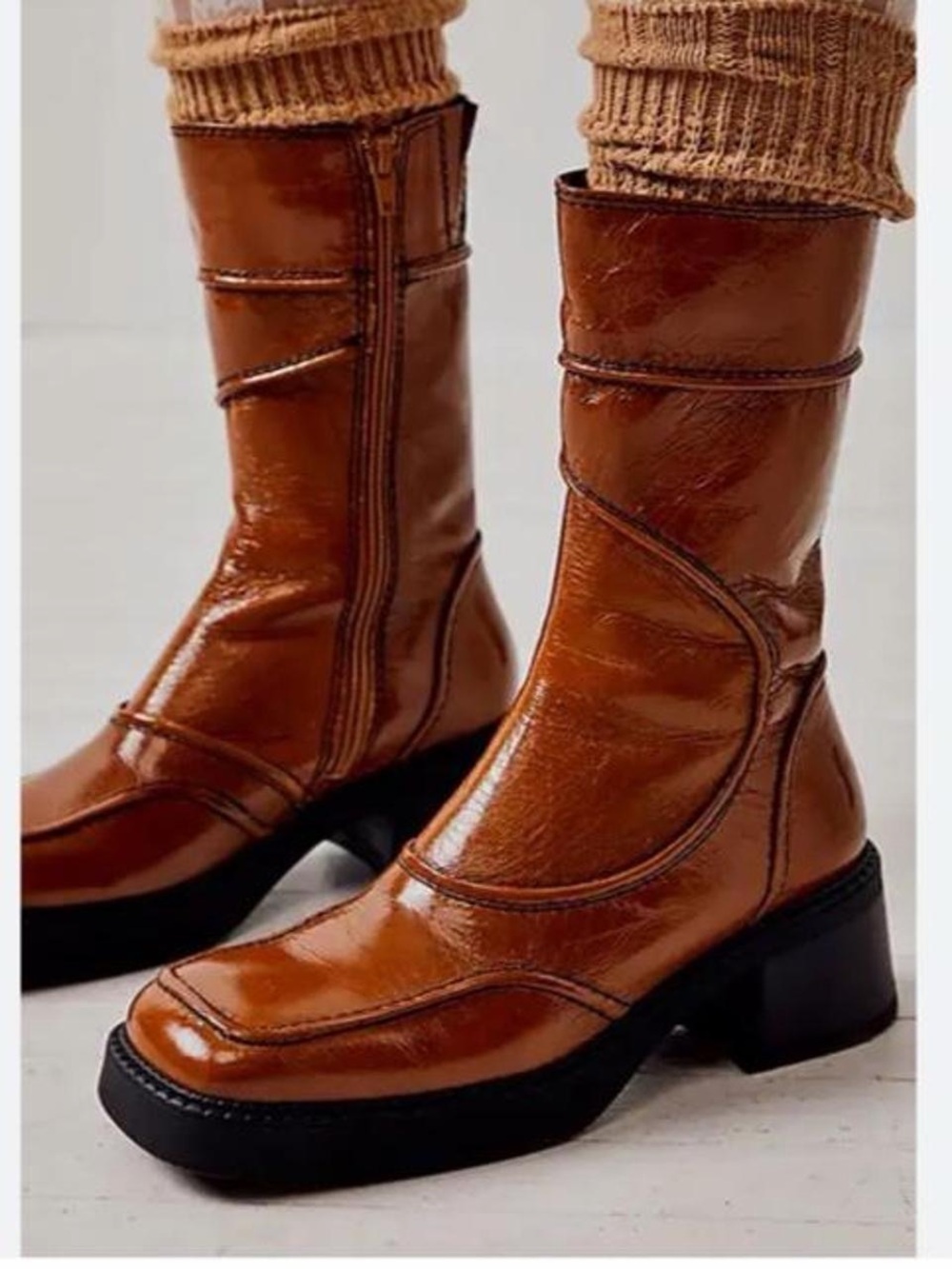 Mista malene ankle leather heeled boots in sand color sz 39 - worn once
